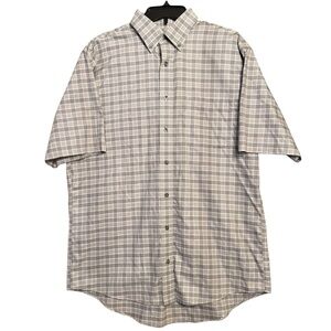 Cabela's Men's Neutral Colors Plaid Button Down Shirt 100% Cotton Size LT